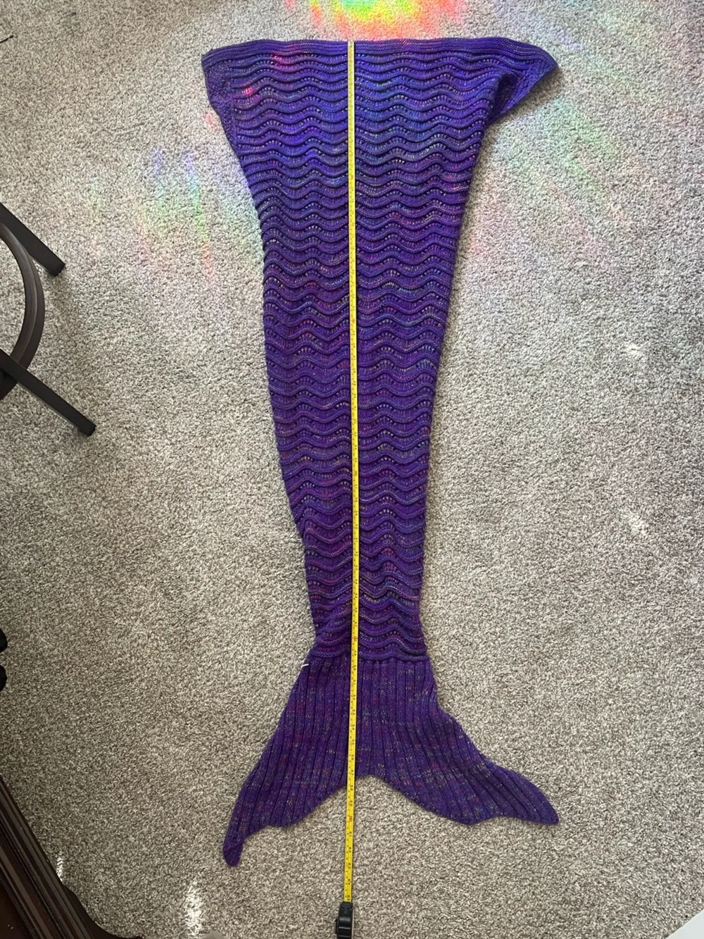 Purple Mermaid Tail Knit Blanket